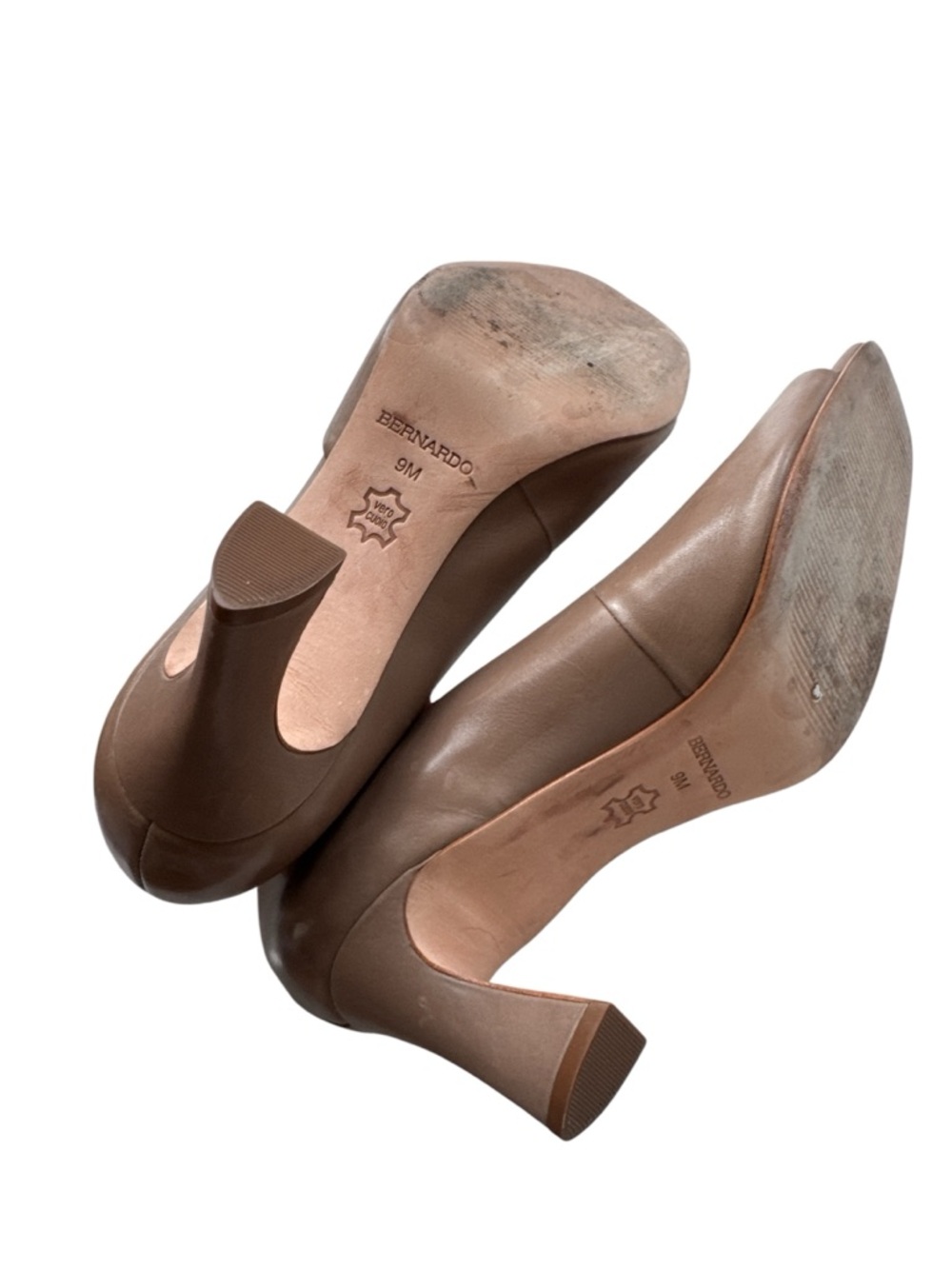 Bernardo Nieve Half D'orsay Pumps beige leather Size 9 - Picture 7 of 8